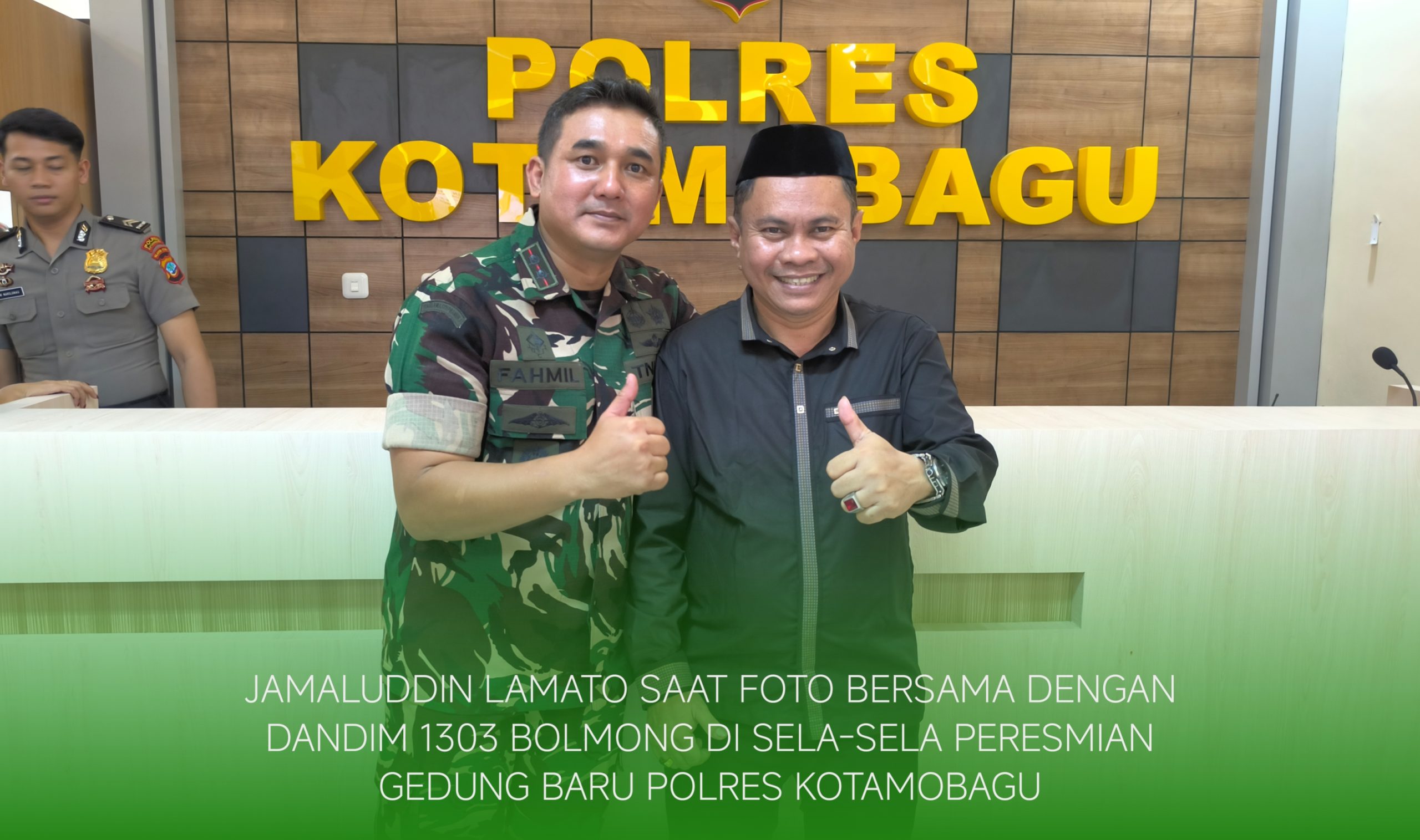 Jamaludin Lamato saat foto bersama dengan Dandim 1303 Bolmong