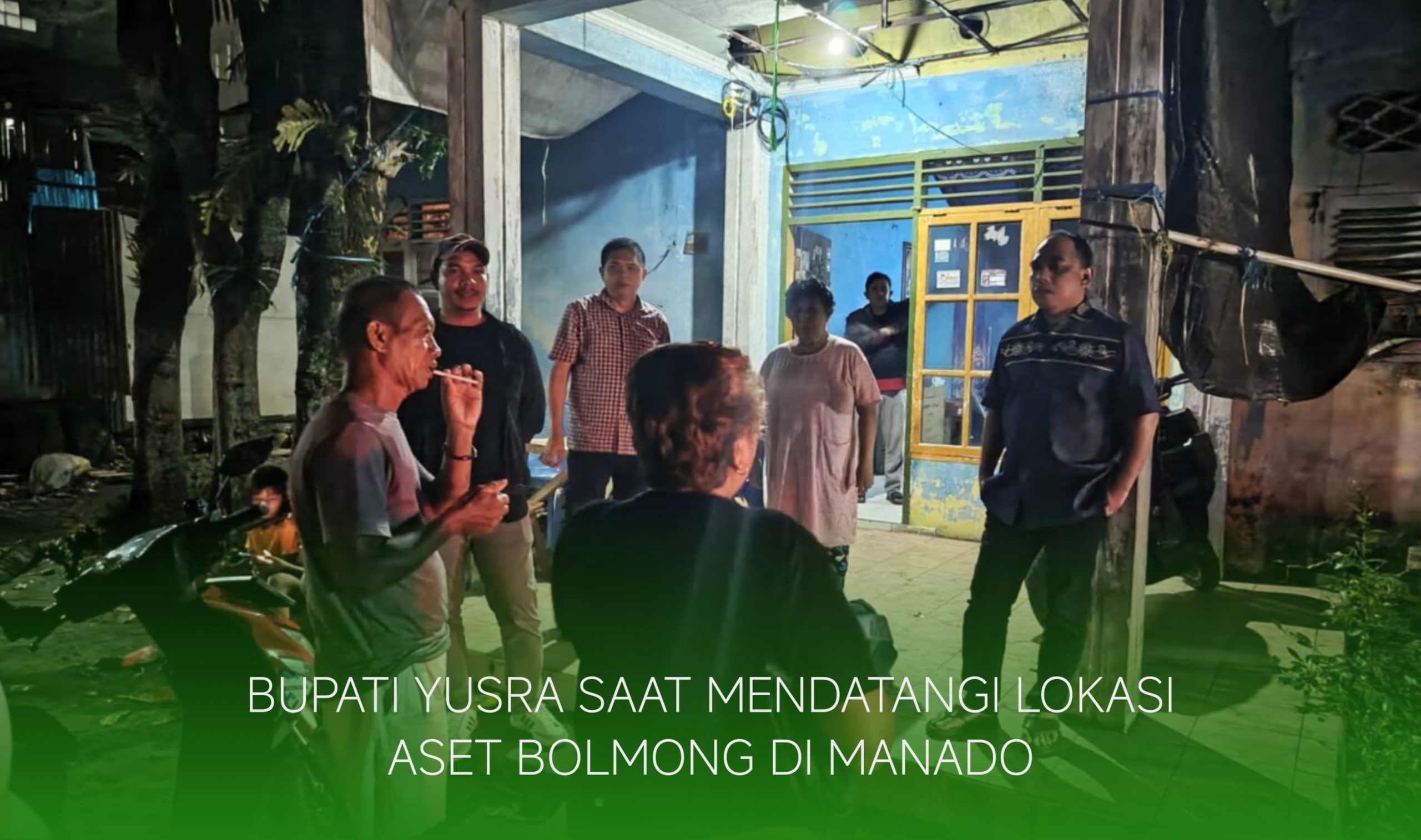 Bupati Yusra Alhabsyi saat mengunjungi warga yang menempati aset lahan milik Pemkab Bolmong