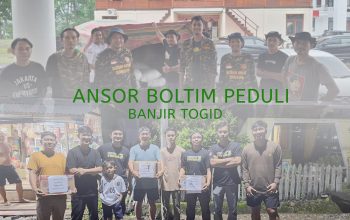 Ansor Boltim Melaksanakan Misi Kemanusian untuk Korban Banjir Desa Togid. (foto istimewah)