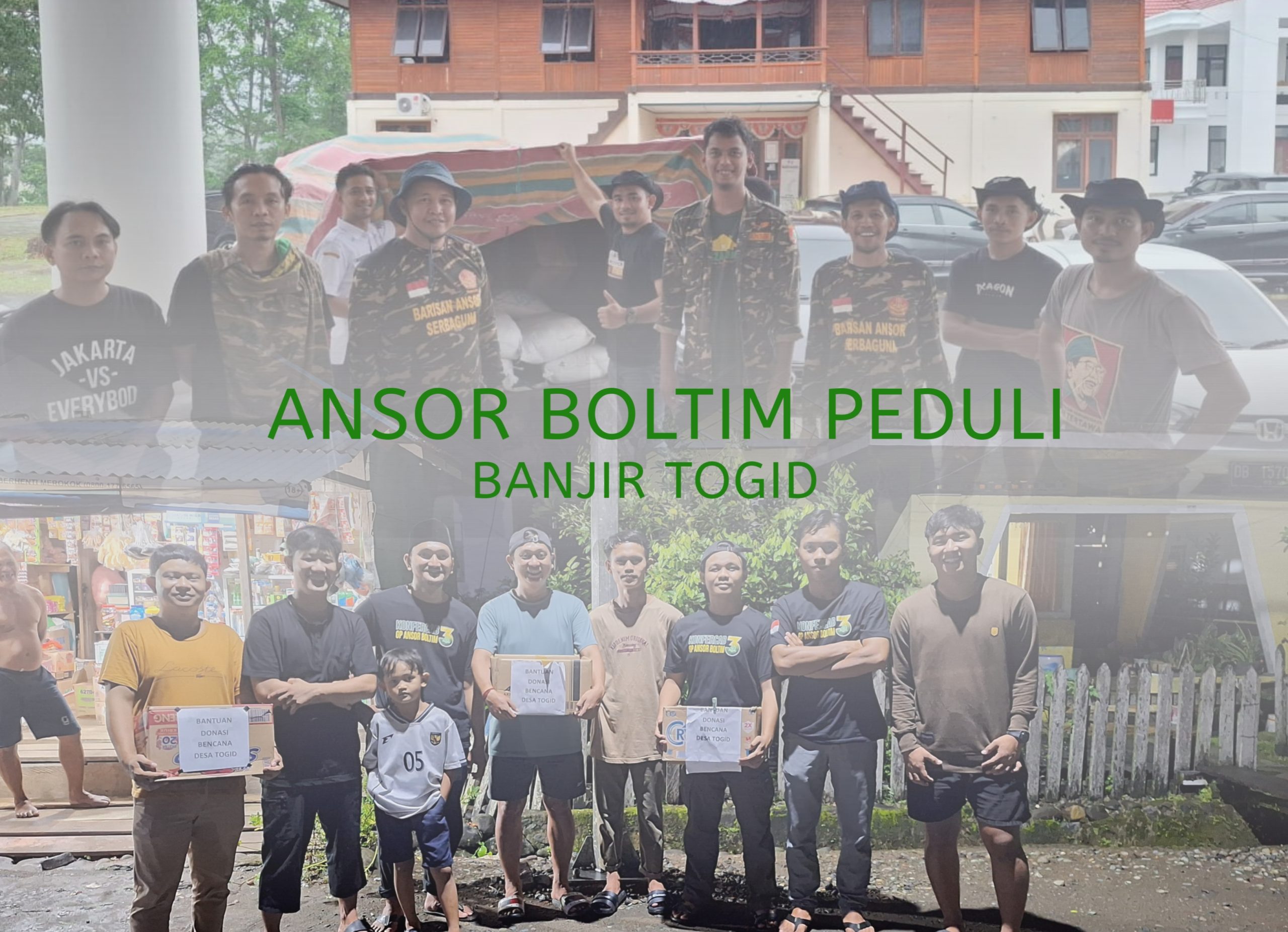 Ansor Boltim Melaksanakan Misi Kemanusian untuk Korban Banjir Desa Togid. (foto istimewah)