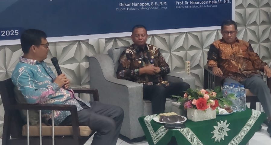 Bupati Boltim, Oskar Manoppo, SE, MM saat berdiskusi tentang tujuan kerja sama dengan Universitas Muhamamdiyah Malang