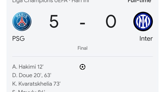 Hasil Final Liga Champions 2025: Bantai Inter 5-0, PSG Lewati Rekor Ac Milan