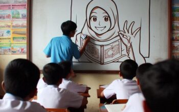 Ilustrasi Seorang Guru ASN Lagi Mengajar di Sekolah Swasta