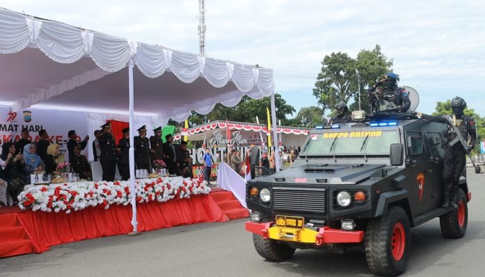 Peringatan Hari Bhayangkara ke-79 Polres Kotamobagu Diwarnai Defile Pasukan