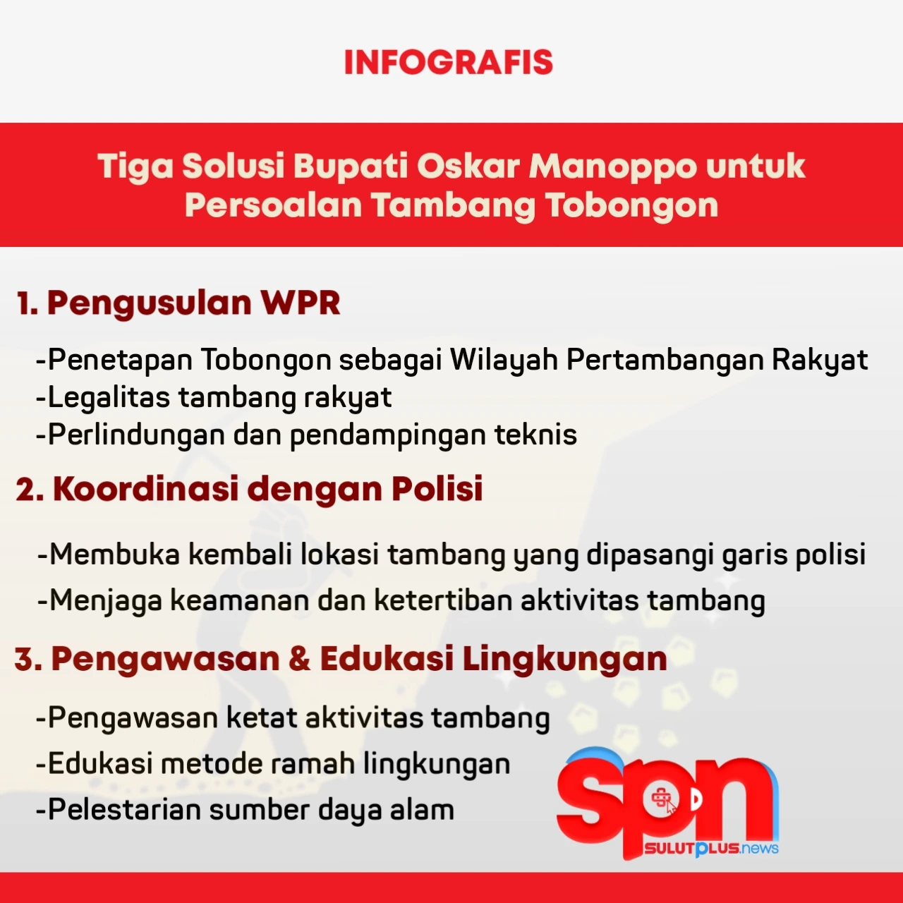 Soal Tambang Tobongon, Ini Tiga Solusi Bupati Oskar Manoppo 3 Infografis Tiga Solusi Bupati Oskar Manoppo