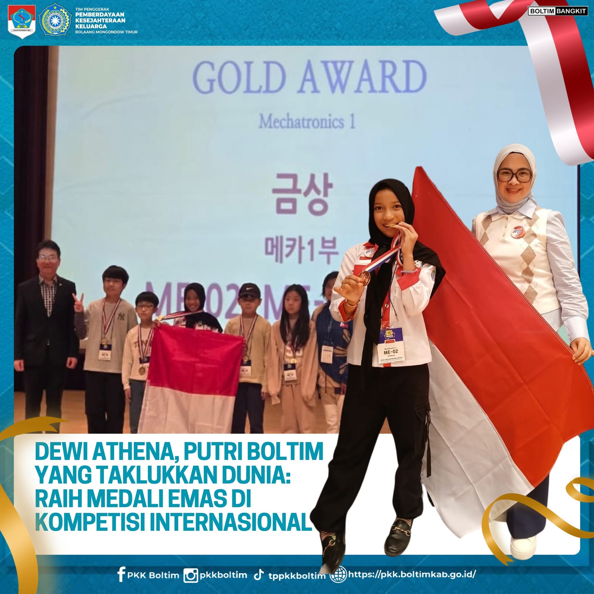 Dewi Athena: Anak Boltim yang Membawa Indonesia ke Puncak Dunia 1 Prestasi membanggakan dari Bolaang Mongondow Timur: Dewi Athena raih emas di ajang internasional IMSCC 2025, membawa nama Indonesia ke podium dunia