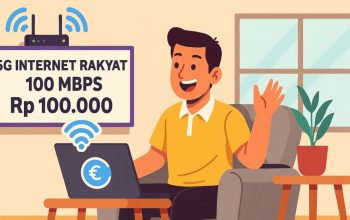 Warga menikmati layanan Internet Rakyat berbasis 5G FWA di ruang terbuka, simbol konektivitas digital murah dan cepat yang mulai menjangkau wilayah Jawa, Maluku, dan Papua. Program ini hasil kolaborasi Surge dan Orex SAI, ditargetkan aktif pada kuartal I-2026.
