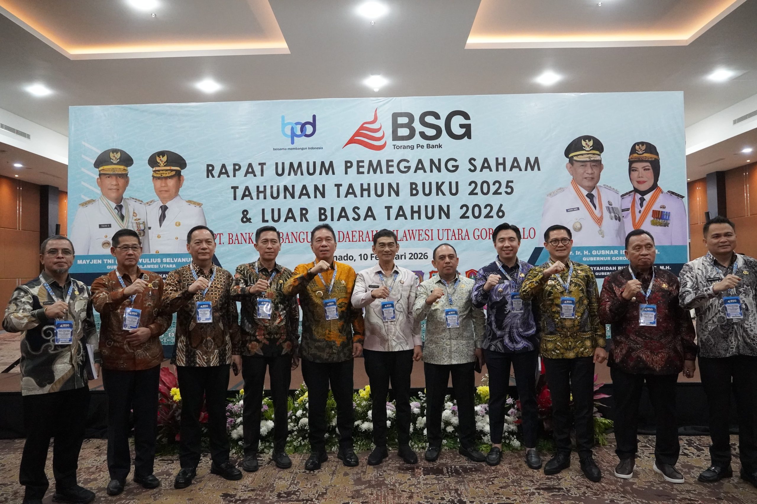 Bupati Bolaang Mongondow Selatan Iskandar Kamaru menghadiri RUPS Tahunan 2025 dan RUPSLB 2026 PT Bank SulutGo di Manado, menegaskan dukungan terhadap penguatan tata kelola dan kinerja BSG sebagai pilar keuangan daerah.