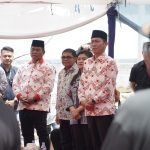 Bupati Iskandar Kamaru bersama Wakil Bupati Deddy Abdul Hamid menghadiri peresmian kawasan hunian tetap korban erupsi Gunung Ruang di Desa Modisi, Kecamatan Pinolosian Timur, Jumat (13/2/2026).