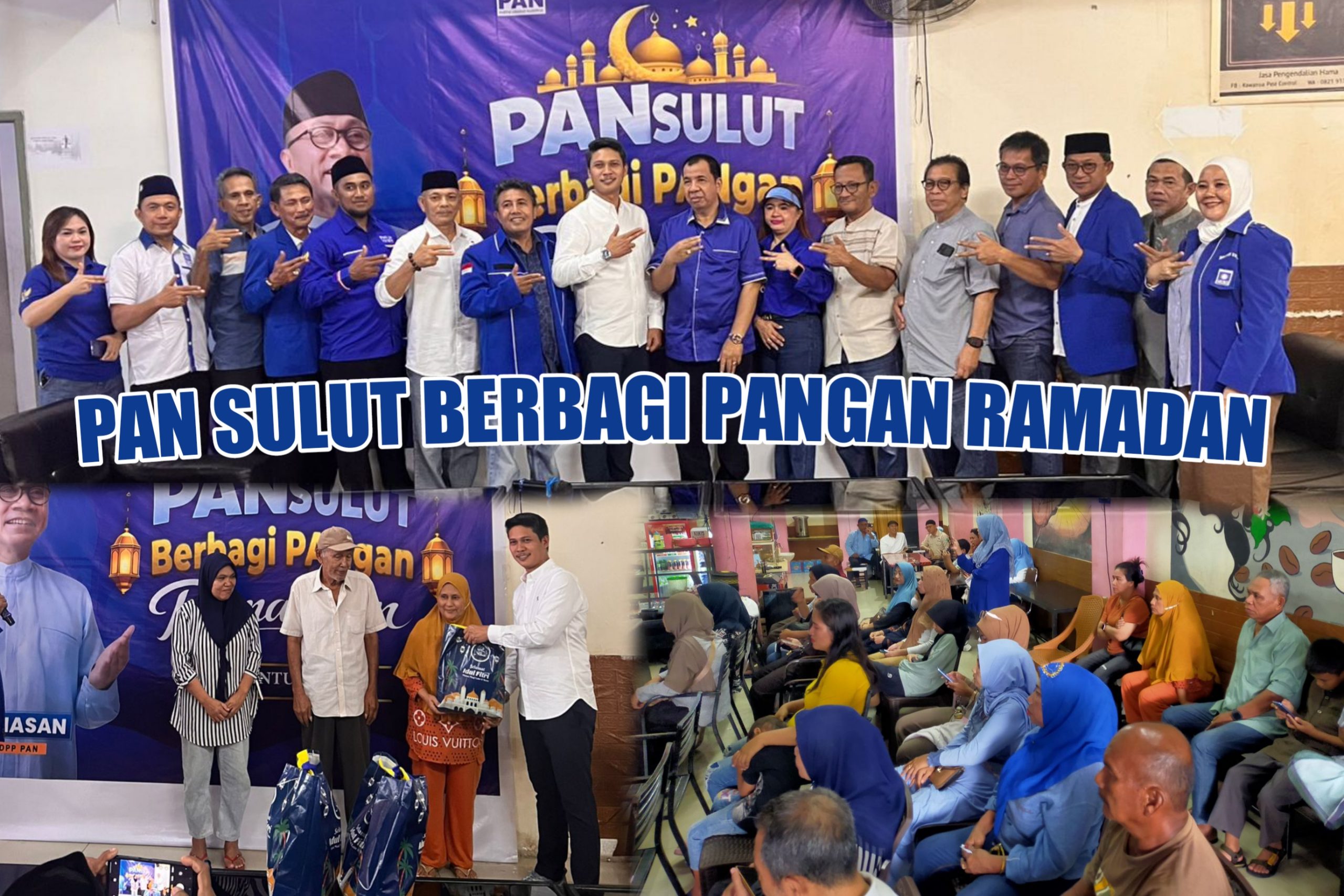 Buka puasa bersama kader dan simpatisan PAN Sulut dirangkaikan dengan aksi berbagi pangan, mempererat silaturahmi di bulan suci.