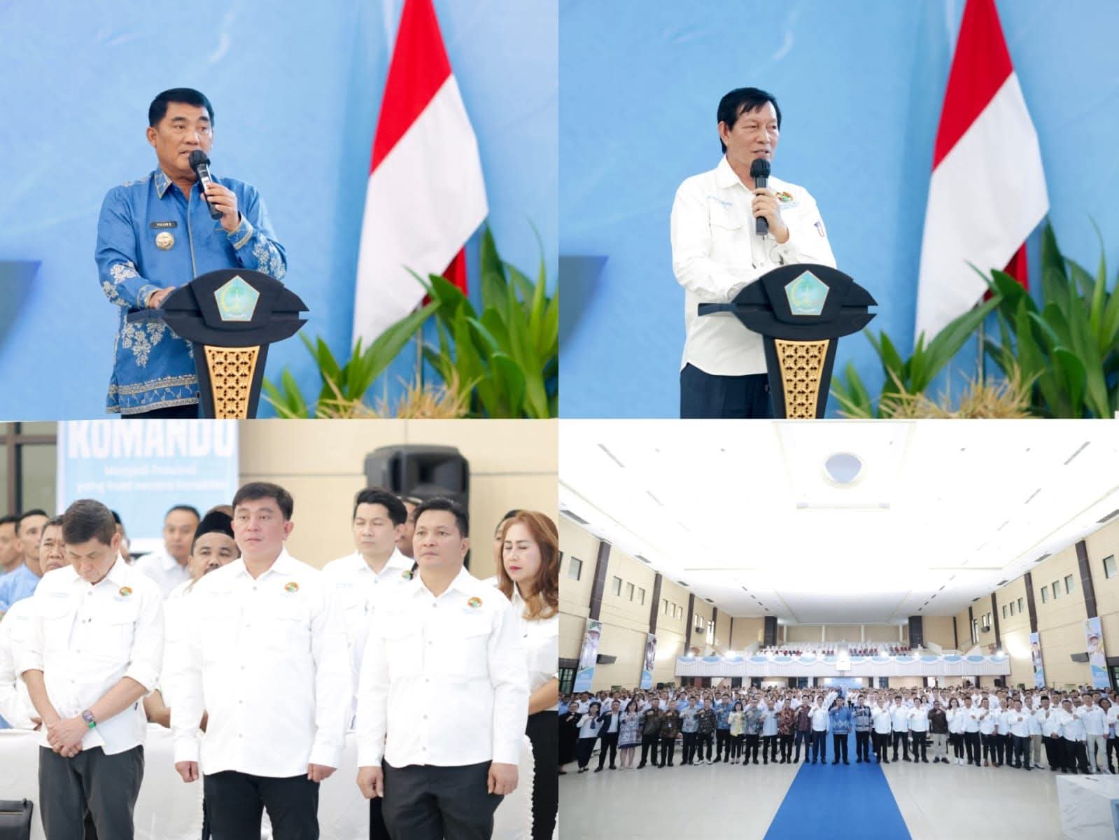 Gubernur Sulut Yulius Selvanus Komaling (YSK) memberikan arahan dalam pelantikan pimpinan Dekopinwil kabupaten/kota se-Sulut di Graha Gubernuran, Jumat (6/3/2026). Ketua DPW Dekopinwil Sulut, Godbless Sofcar Vicky Lumentut, turut menyampaikan sambutan dan apresiasi atas dukungan pemerintah. Pelantikan ini dihadiri ratusan peserta, menandai komitmen bersama dalam memperkuat gerakan koperasi sebagai motor kebangkitan ekonomi rakyat.