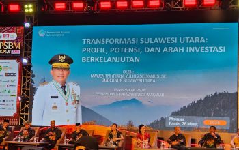 Gubernur Sulawesi Utara Mayjen TNI (Purn) Yulius Selvanus memaparkan transformasi ekonomi dan potensi investasi Sulut dalam Pertemuan Saudagar Bugis-Makassar (PSBM) ke-XXVI di Hotel Claro, Makassar, Kamis (26/3/2026). Dalam forum tersebut, Yulius menekankan capaian investasi Rp10,12 triliun pada 2025 yang melampaui target 109% serta mengajak para saudagar untuk berinvestasi di sektor unggulan Sulut sebagai pintu gerbang Pasifik.