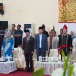 Bupati Bolsel Iskandar Kamaru bersama jajaran pejabat menghadiri Rapat Paripurna DPRD Bolmong dalam rangka HUT ke-72 Kabupaten Bolaang Mongondow, Jumat (27/3/2026).