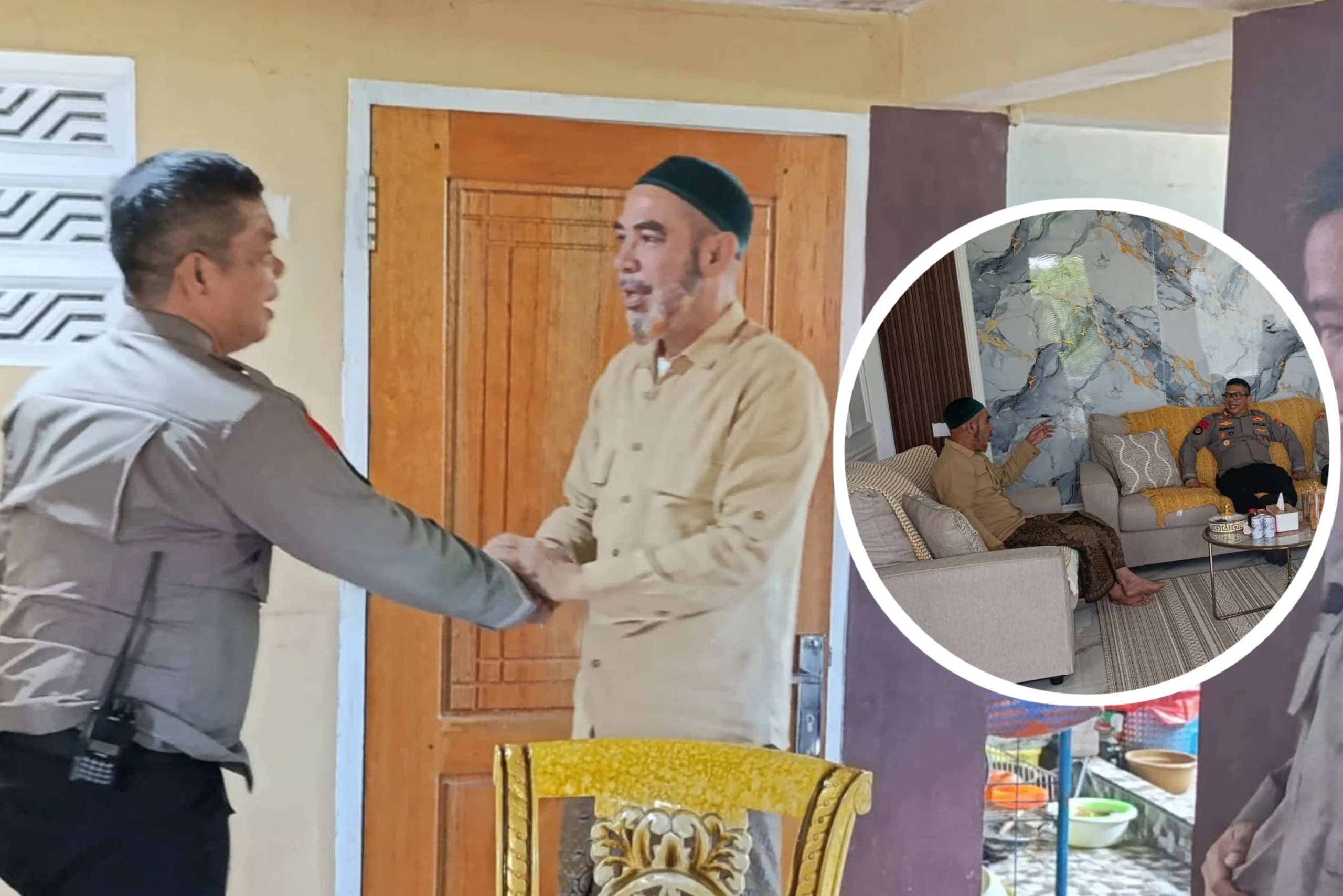 AKBP Golfried Hasiholan Pakpahan bersilaturahmi dengan tokoh agama Habib Umar Bin Ali Assegaf di Kecamatan Nuangan, Senin (13/4/2026). Pertemuan berlangsung hangat dan penuh keakraban, membahas pentingnya menjaga persatuan serta sinergi Polri dan masyarakat dalam menciptakan kamtibmas yang kondusif. Foto: Humas Polres Boltim.