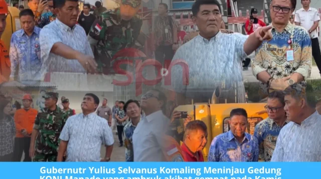 Tinjau Kerusakan Gedung KONI Manado Pasca Gempa, Gubernur Yulius Pastikan Segera Diperbaiki