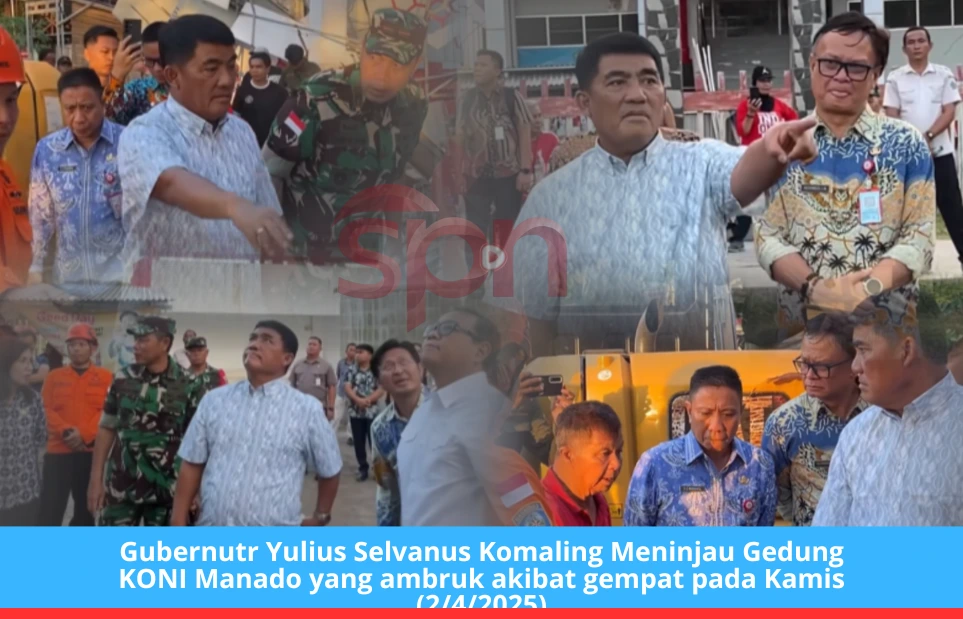 Gubernur Sulawesi Utara Yulius Selvanus meninjau langsung Gedung KONI Manado yang rusak akibat gempa, Kamis (02/04/2026). Dalam kunjungan tersebut, ia menyampaikan rasa prihatin sekaligus memastikan pemulihan gedung segera dilakukan demi keselamatan dan keberlangsungan kegiatan olahraga di Sulut.