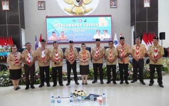 Wakil Bupati Bolsel Deddy Abdul Hamid bersama jajaran pengurus Gerakan Pramuka Sulut menghadiri pembukaan Musda XI di Ruang Mapalus, Kantor Gubernur Sulut, Jumat (10/04/2026).