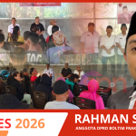 Anggota DPRD Boltim Rahman Salehe saat melaksanakan reses masa sidang kelima tahun 2026 di Desa Bulawan Satu, Kecamatan Kotabunan, Rabu (142026).