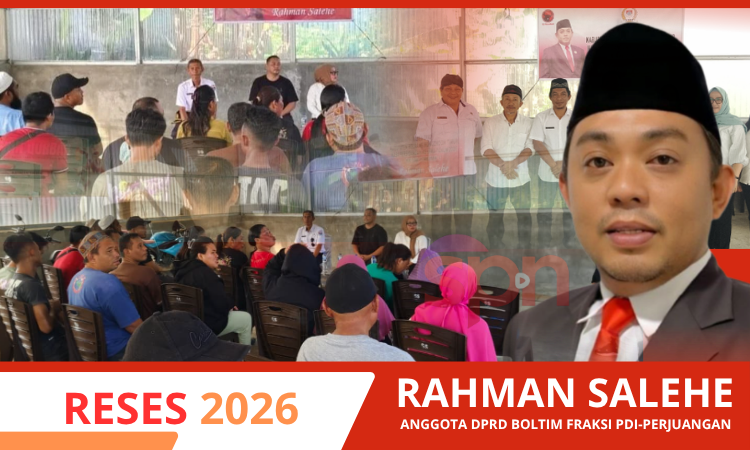 Anggota DPRD Boltim Rahman Salehe saat melaksanakan reses masa sidang kelima tahun 2026 di Desa Bulawan Satu, Kecamatan Kotabunan, Rabu (142026).