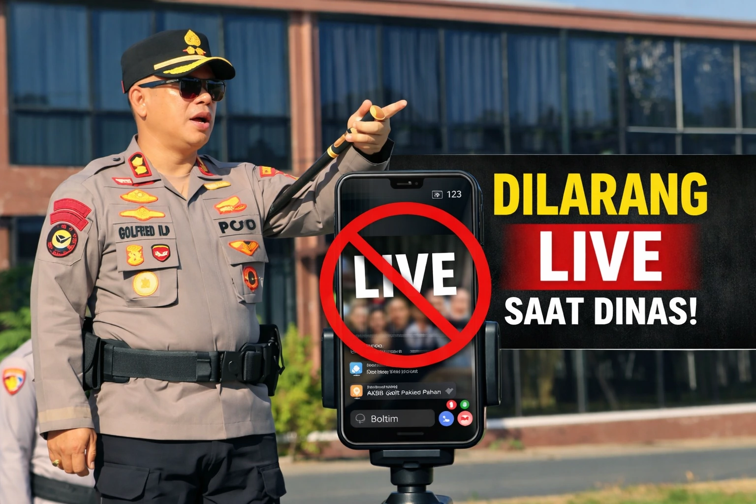 Kapolres Boltim AKBP Golfried Pakpahan menegaskan larangan siaran langsung di media sosial saat dinas, sebagai langkah menjaga marwah dan profesionalisme Polri di era transparansi informasi.