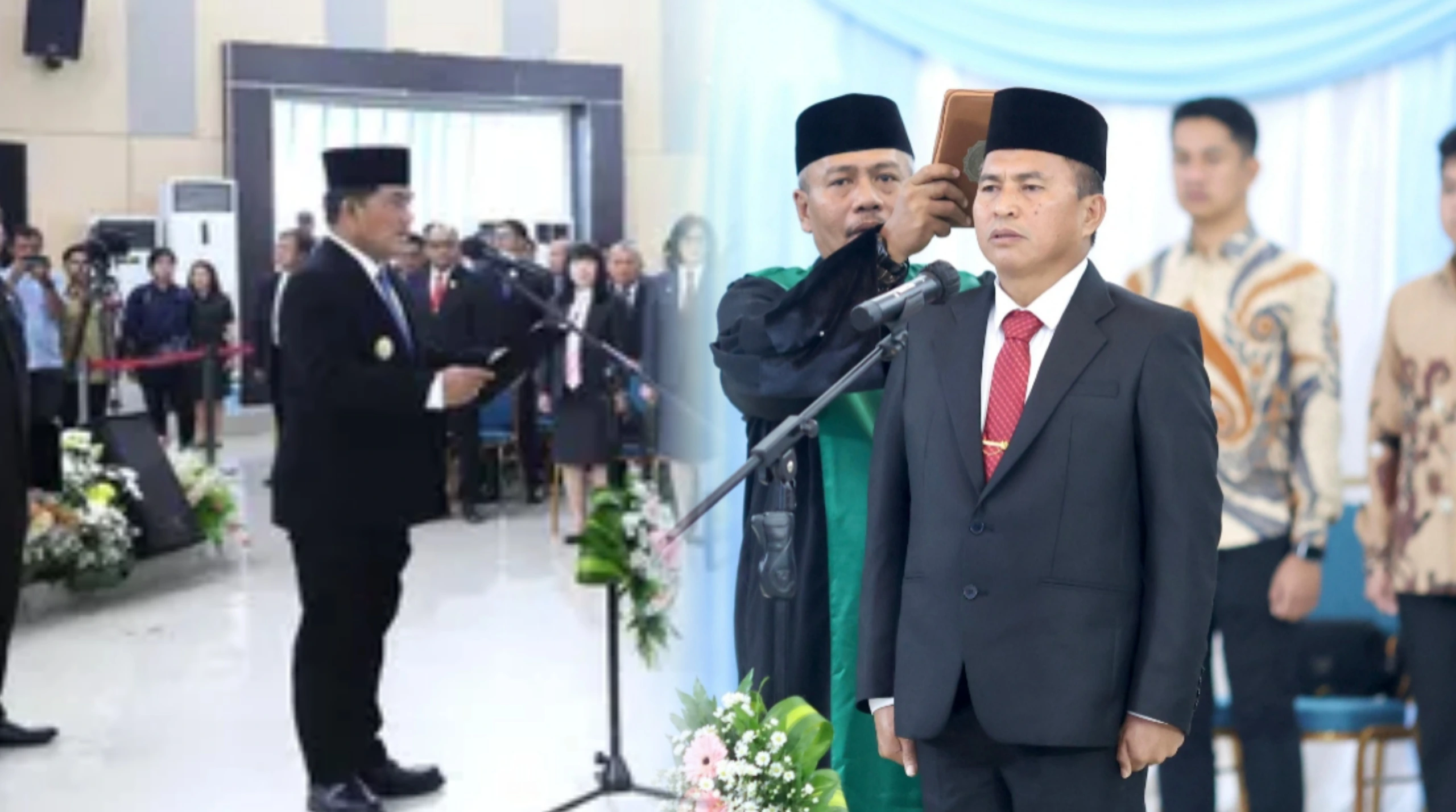 Gubernur Yulius Selvanus Komaling melantik Tahlis Gallang sebagai Sekdaprov Sulut definitif di Aula Mapalus, Senin (4/5/2026).