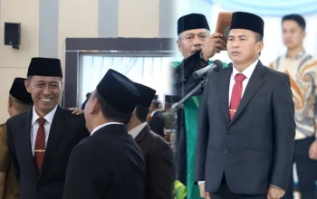 Bupati Iskandar Kamaru saat memberikan ucapan selamat kepada Tahlis Gallang yang baru saja dilantik sebagai Sekdaprov Sulut di Ruang Mapalus, Kantor Gubernur, Manado, Senin (4/5/2026). Kehadiran Bupati Iskandar menegaskan komitmen Pemkab Bolsel dalam memperkuat sinergi birokrasi demi pelayanan masyarakat yang lebih baik.