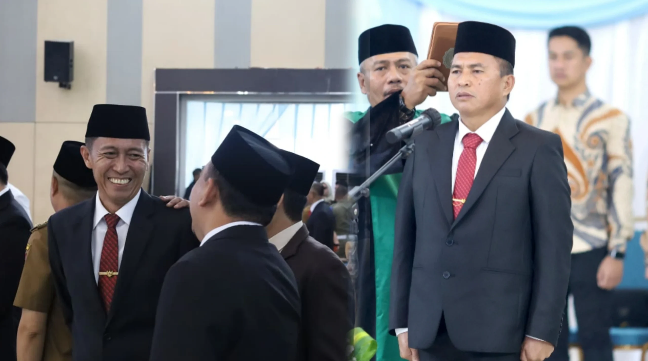 Bupati Iskandar Kamaru saat memberikan ucapan selamat kepada Tahlis Gallang yang baru saja dilantik sebagai Sekdaprov Sulut di Ruang Mapalus, Kantor Gubernur, Manado, Senin (4/5/2026). Kehadiran Bupati Iskandar menegaskan komitmen Pemkab Bolsel dalam memperkuat sinergi birokrasi demi pelayanan masyarakat yang lebih baik.
