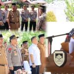 Kapolres Boltim AKBP Golfried Hasiholan Pakpahan, S.H., M.Si memberikan arahan dalam acara peresmian hibah pagar keliling Mako Polres Boltim. Beliau menegaskan bahwa fasilitas ini akan dimanfaatkan secara optimal untuk meningkatkan keamanan dan kualitas pelayanan kepada masyarakat. (Sumber: Humas Polres Boltim)