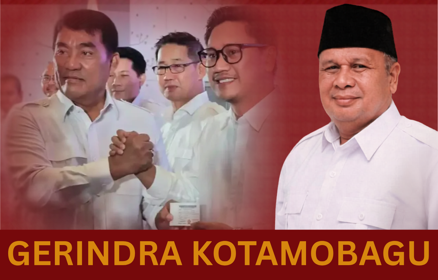 Momentum bergabungnya Wakil Wali Kota Kotamobagu Rendy Virgiawan Mangkat ke Partai Gerindra ditandai penyerahan KTA oleh Ketua DPD Gerindra Sulut, Yulius Selvanus, disambut baik Ketua DPC Gerindra Kotamobagu Dahlan Manggo, pada Rakerda Gerindra di Manado, Sabtu (23/5/2026).