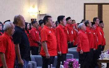 Bupati Bolsel Iskandar Kamaru bersama Wakil Bupati Deddy Abdul Hamid menghadiri Musyawarah Anak Cabang (MUSANCAB) PDI Perjuangan se-Bolaang Mongondow Raya di Hotel Sutan Raja Kotamobagu, Senin (18/5/2026).
