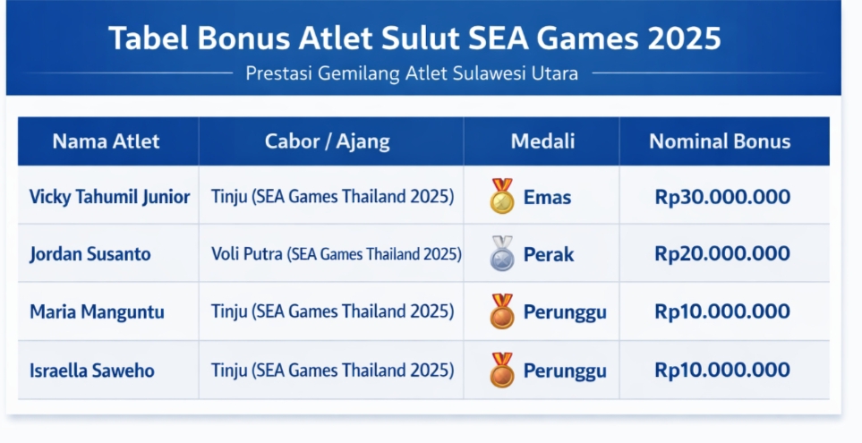 Rincian Bonus Atlet SEA Games 2025