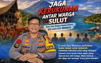 Kapolres Boltim AKBP Golfried Hasiholan Pakpahan menggaungkan semangat “Torang Samua Basudara” sebagai benteng kearifan lokal menjaga kerukunan dan Kamtibmas di era digital.