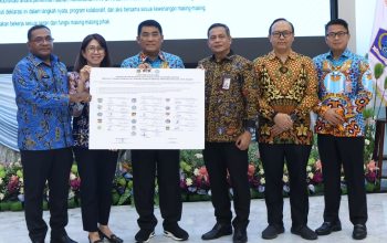 Gubernur Sulut, Yulius Selvanus didamping Sekprov Tahlis Gallang bersama perwakilan KPK RI dan jajaran Kantor Pertanahan menandatangani komitmen bersama pengawasan pertanahan di Wisma Negara Bumi Beringin, Manado, Selasa (12/5/2026). Langkah ini menegaskan sinergi dalam mencegah pungli dan memastikan tata kelola aset daerah yang transparan.