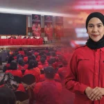 Wakil Ketua DPD PDI Perjuangan Sulawesi Utara yang juga Anggota DPRD Sulut, Feramitha Tiffani Mokodompit, S.M., MBA (Nanu), saat memimpin jalannya Sidang Musancab PDI Perjuangan se-Bolaang Mongondow Raya (BMR) di Ballroom Hotel Sutan Raja, Senin (1805). (Foto Istimewa)