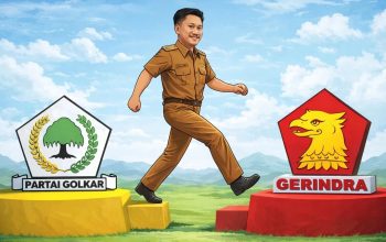 Wakil Wali Kota Kotamobagu, Rendy V Mangkat, resmi bergabung dengan Partai Gerindra. Ilustrasi menunjukkan langkah politik Rendy meninggalkan Golkar menuju Gerindra, ditandai dalam Rakerda Gerindra Sulut di Manado, Sabtu (23/5/2026).