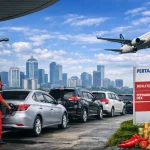 Antrean kendaraan di SPBU Pertamina Jakarta saat penyesuaian harga BBM nonsubsidi, salah satu faktor pendorong inflasi sektor transportasi pada April 2026.
