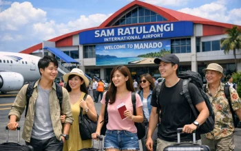Wisatawan mancanegara saat tiba di Sulawesi Utara. Tren kunjungan menunjukkan grafik positif pada Maret 2026. Sumber: Sulutplus/dokumen