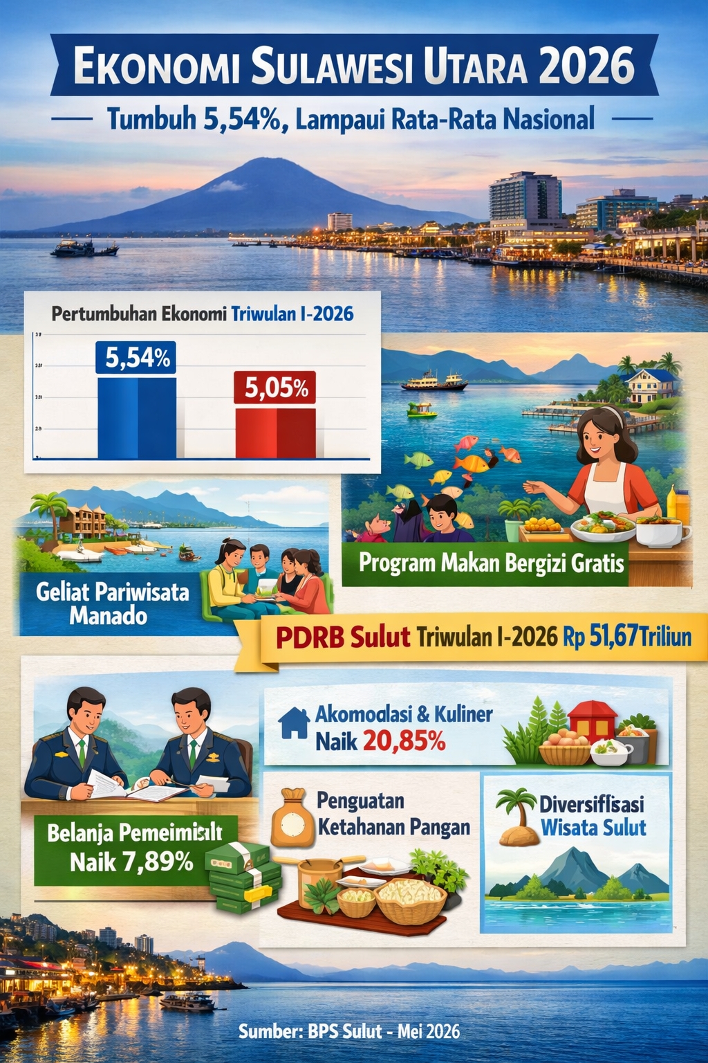 Infografis Pertumbuhan Ekonomi Sulut