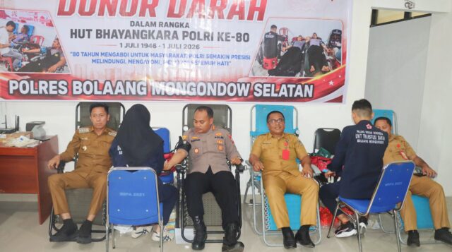 Sambut HUT Bhayangkara ke-80, Polres Bolsel Gelar Donor Darah