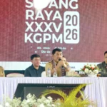 Gubernur Yulius Selvanus saat memberikan sambutan dalam Sidang Raya XXXV KGPM yang berlangsung di Kiawa Resort, Kabupaten Minahasa, Selasa (30/6/2026).