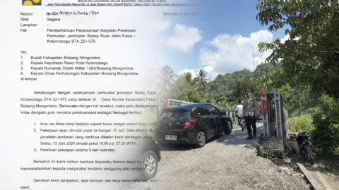 Berikut Jadwal Buka Tutup Perbaikan Jembatan Bailey Desa Muntoi