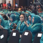 Ketua TP PKK Sulawesi Utara Ny. Anik Yulius Selvanus saat menghadiri Puncak Peringatan Hari Kesatuan Gerak (HKG) PKK ke-54 di Hotel Claro, Makassar, Sabtu, 11 Juli 2026. Foto: Diskominfo Pemprov Sulut