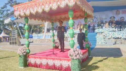 HUT Bhayangkara ke-80, Polres Kotamobagu Perkuat Soliditas 9 Kapolres Kotamobagu AKBP Irwanto SIK saat memimpin jalannya upacara peringatan HUT Bhayangkara ke-80 bersama jajaran Forkopimda di Lapangan Boki Hontinimbang.