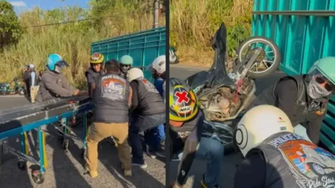 Bikin Haru, Wakapolda Sulut dan Kapolres Boltim Bantu Selamatkan Warga Kecelakaan di Jalan