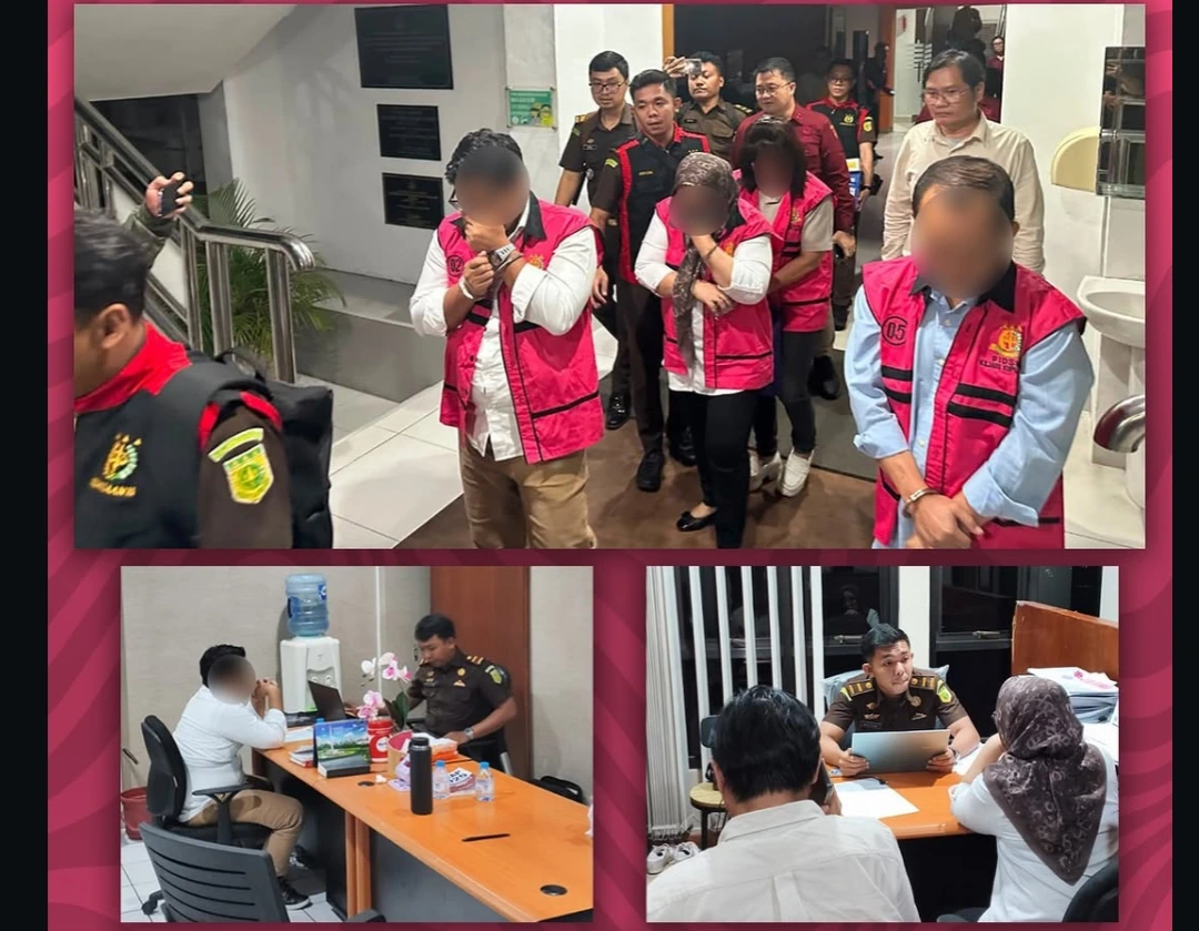 Tersangka korupsi lahan SPBU Talaud digiring petugas Kejari usai penetapan resmi di Manado.