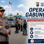 Petugas gabungan dari Satlantas Polres Boltim dan Dispenda saat melakukan pemeriksaan masa berlaku pajak kendaraan bermotor milik pengendara di Desa Moyongkota Baru.
