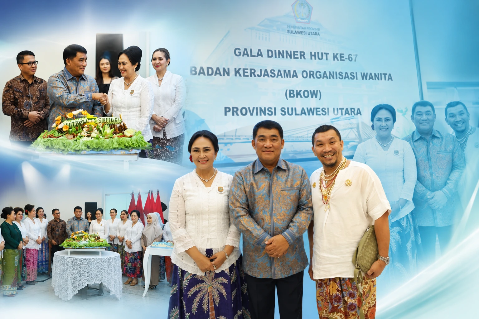 Gubernur Yulius Selvanus menghadiri Gala Dinner HUT ke-67 BKOW Provinsi Sulawesi Utara di Wisma Negara Bumi Beringin, Manado.