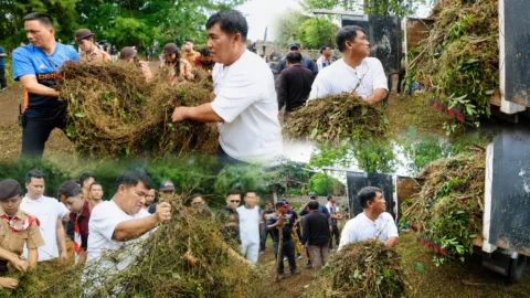 Gubernur Yulius Turun Langsung Bersihkan Kawasan Fesbudaton Minahasa