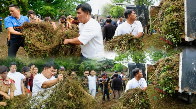 Gubernur Yulius Turun Langsung Bersihkan Kawasan Fesbudaton Minahasa