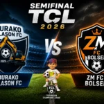 Burako Alason FC dan ZM FC Bolsel akan saling berhadapan pada leg pertama semifinal Totabuan Champions League (TCL) 2026 di Stadion Nunuk Matali, Kotamobagu, Sabtu, 1 Agustus 2026. Berdasarkan statistik babak enam besar, Burako Alason FC unggul dalam pertahanan, sementara ZM FC Bolsel lebih produktif di lini serang. Ilustrasi: SulutPlus.news